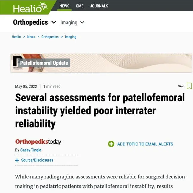 Several assessments for patellofemoral instability yielded poor interrater reliability
